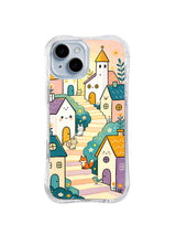 Sunny Garden Wonder Steps: Wide pastel steps rise through flowers and small homes under a warm sky.