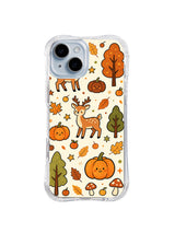 Woodland Deer Leaf Waltz pattern on iPhone 14 case