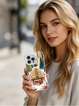 Hand-held Woodland Feast Table iPhone 16 Pro case with cottage Christmas banquet art