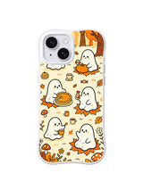 Woodland Ghost Tea Party pattern on a white iPhone 14 case