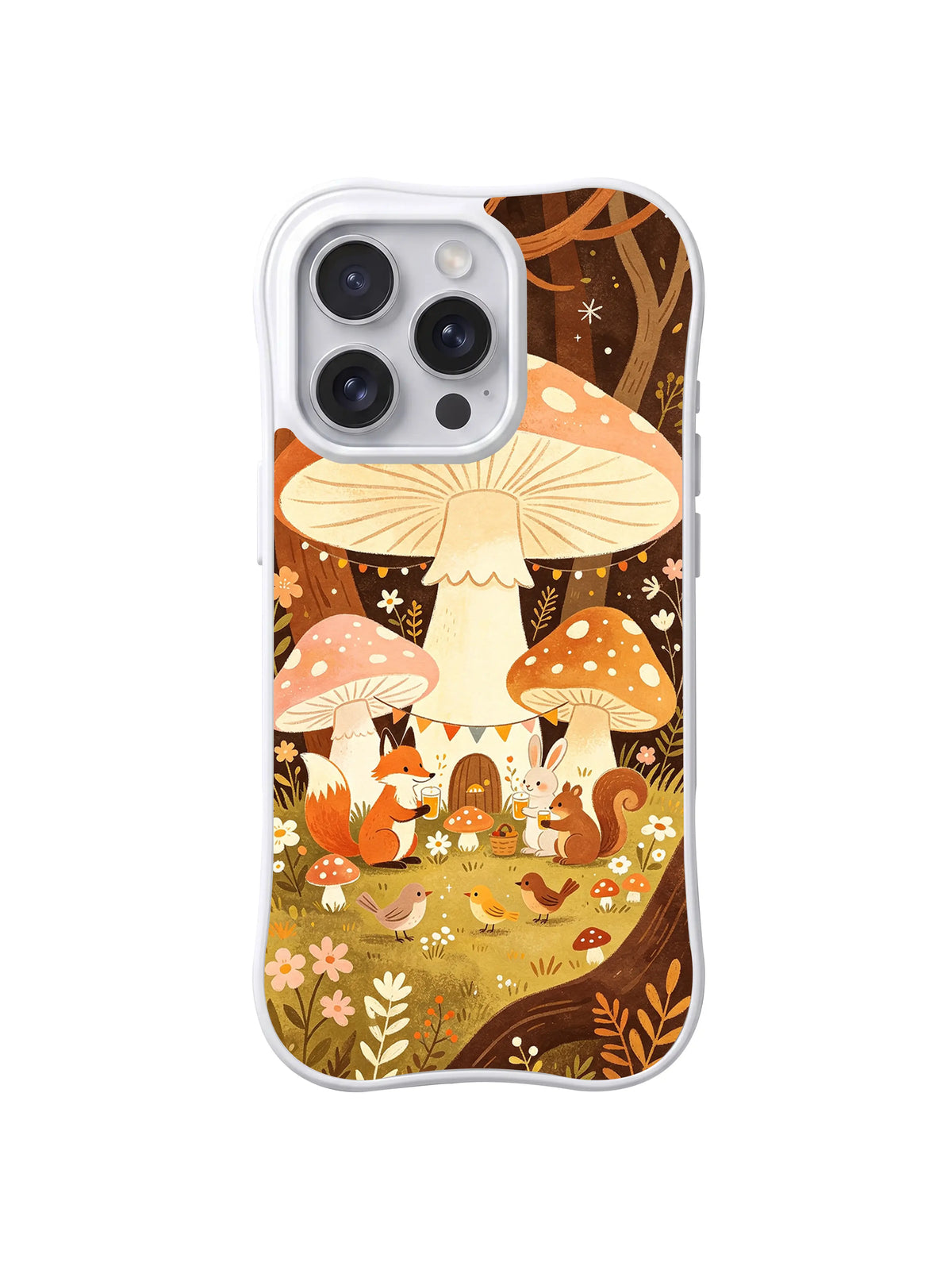 Woodland Story Circle mushroom iPhone 16 Pro case pattern