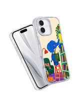 The Yellow Book Above iPhone 17 Pro transparent case angled view