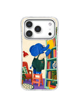 Yellow Book Lost Bookmark artwork on iPhone 17 Pro transparent case