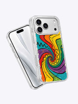 Angled front and rear views of the featured Cosmic Color Spiral case