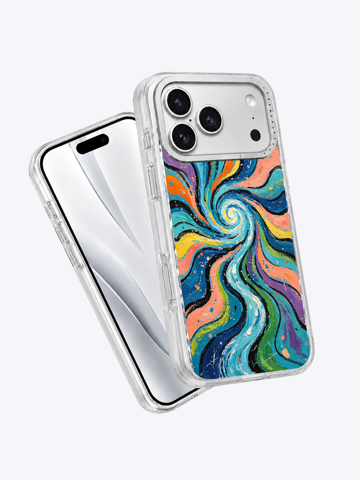 Close product view of colorful starlit river iPhone 17 Pro Max case