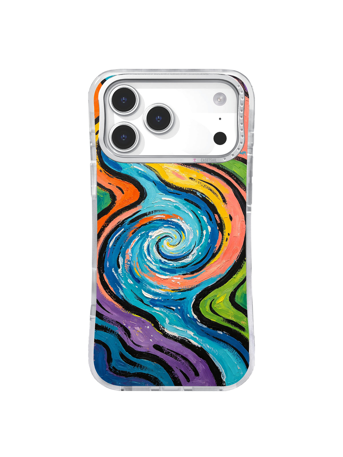 Midnight Current Vortex blue and orange abstract art iPhone 17 Pro Max case