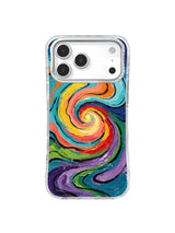 Sunset River Spiral coral and gold abstract iPhone 17 Pro Max case artwork