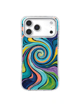 Turquoise Dream Current abstract river artwork on an iPhone 17 Pro Max case by Zara Kivell