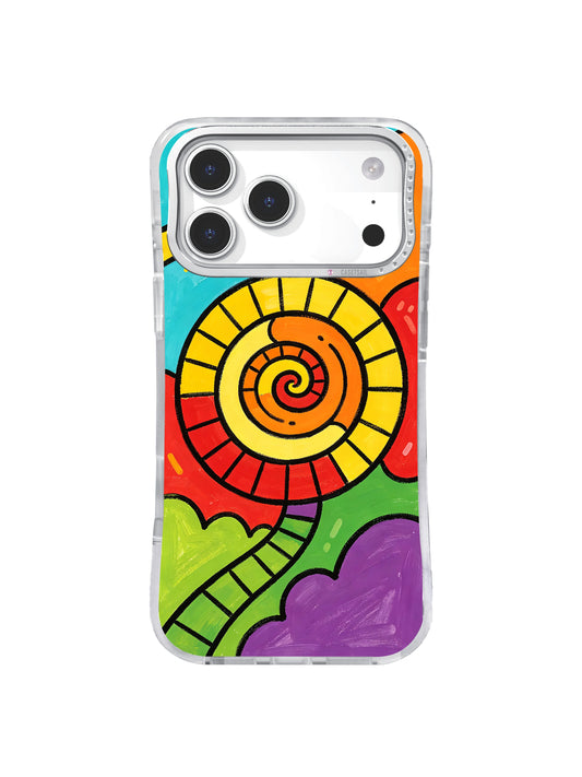 Sunshine Orbit Trail playful rainbow art iPhone 17 Pro Max case by Zara Kivell