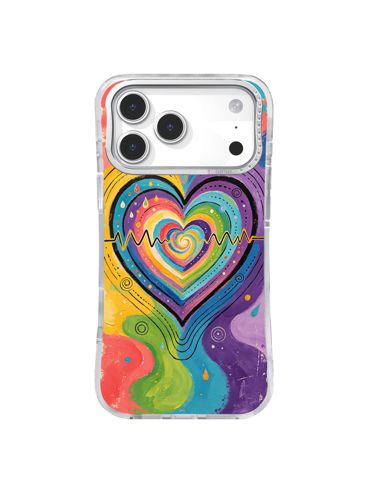 Cosmic Heart Frequency celestial rainbow iPhone 17 Pro Max case