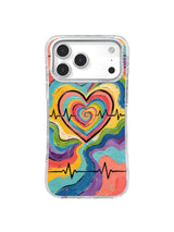 Rainbow Heartbeat Flow pulse line art iPhone 17 Pro Max case