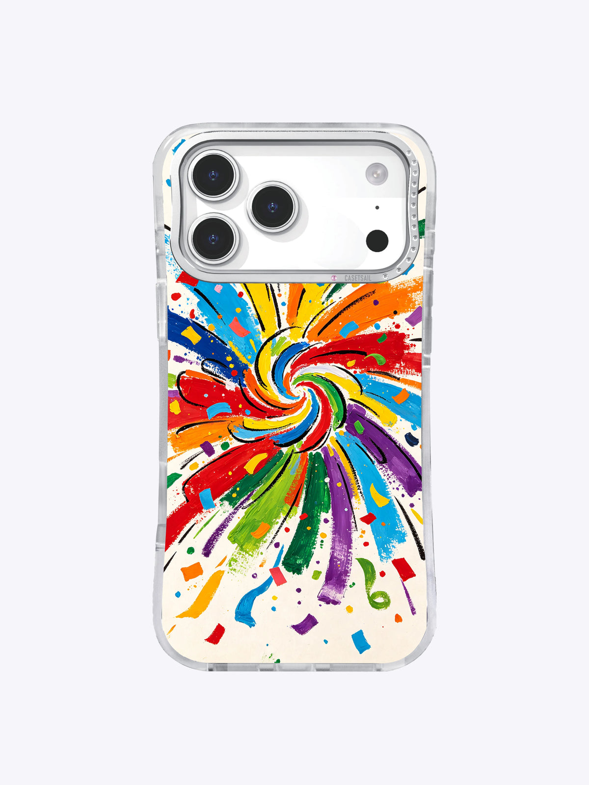 Front product view of Joyburst Party Spiral iPhone 17 Pro Max case