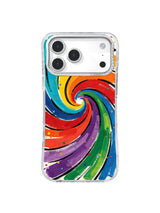 Rainbow Celebration Vortex confetti swirl iPhone 17 Pro Max case by Zara Kivell