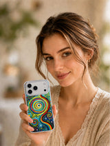 Inner Universe colorful cosmic art iPhone 17 Pro Max case lifestyle view