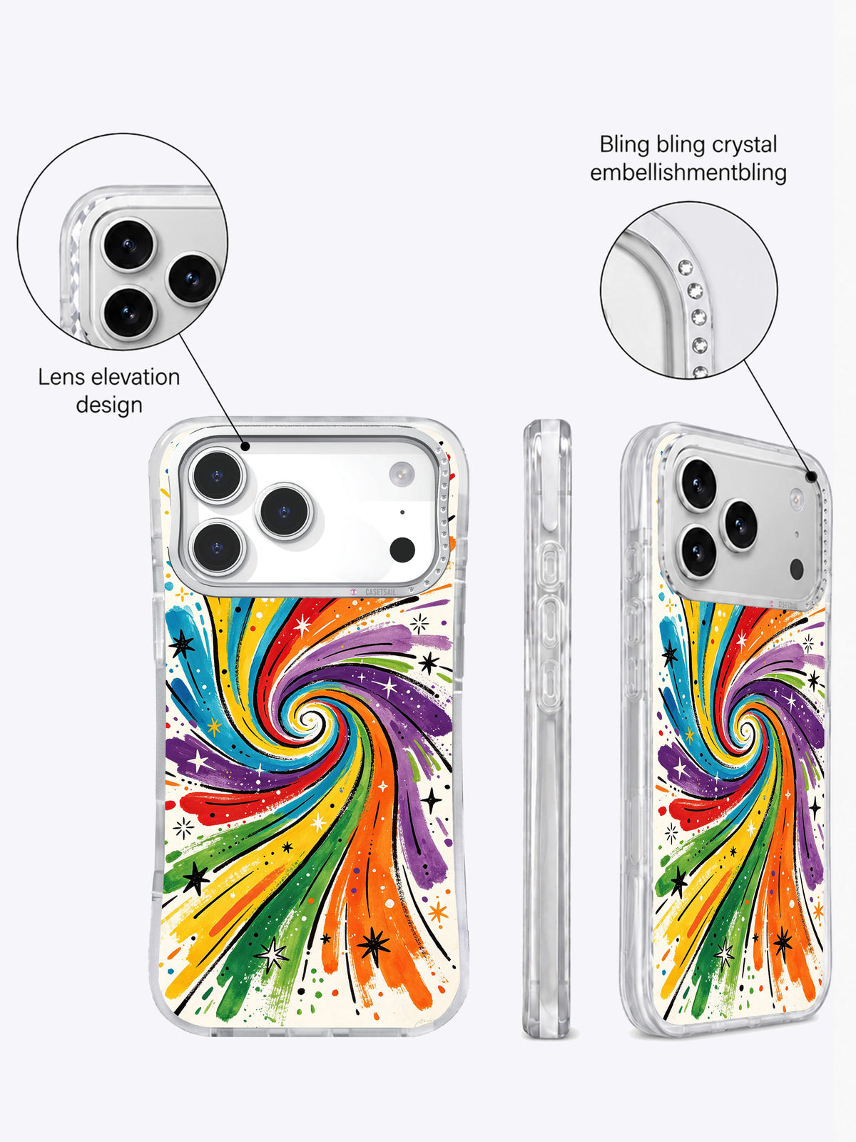 Colorful celestial starburst iPhone 17 Pro Max case display image
