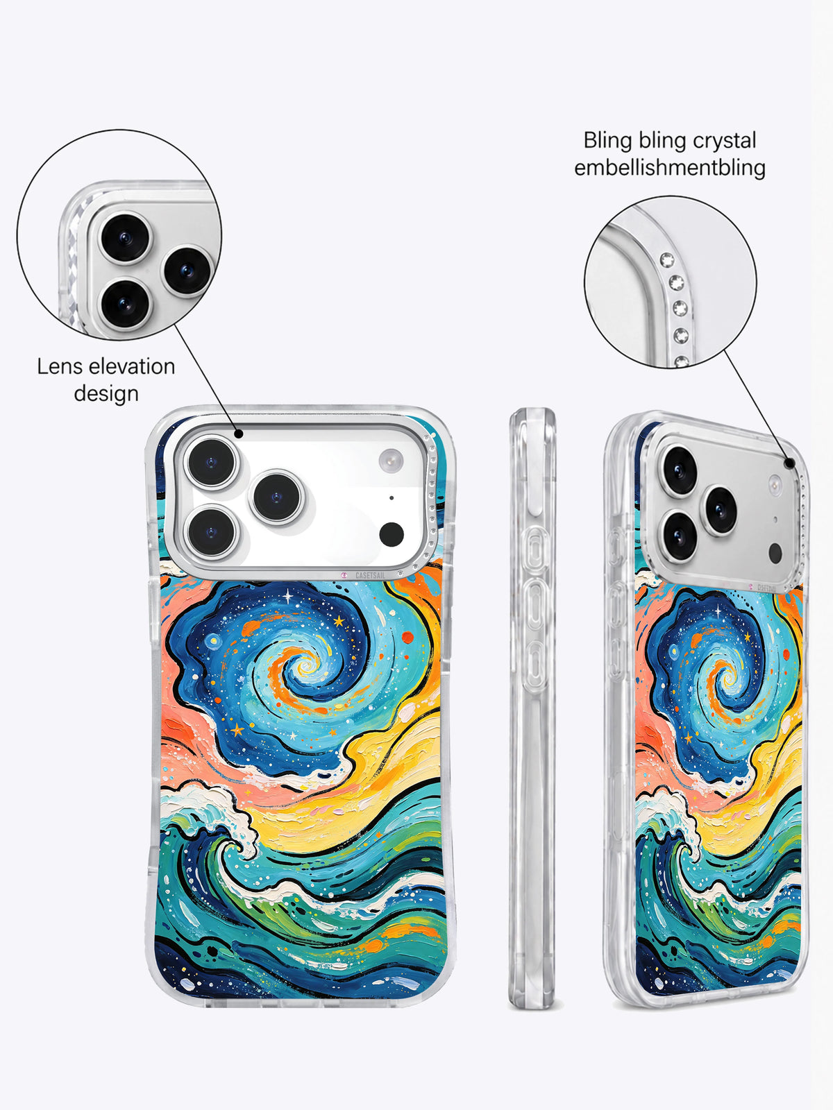 Blue teal cosmic wave iPhone 17 Pro Max case display image