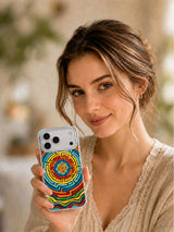 Person holding the featured Rainbow Energy Maze case