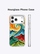 Angled view of Zara Kivell Rainbow Mountain Road iPhone 17 Pro Max case