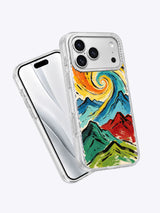 Close product view of colorful alpine spiral iPhone 17 Pro Max case