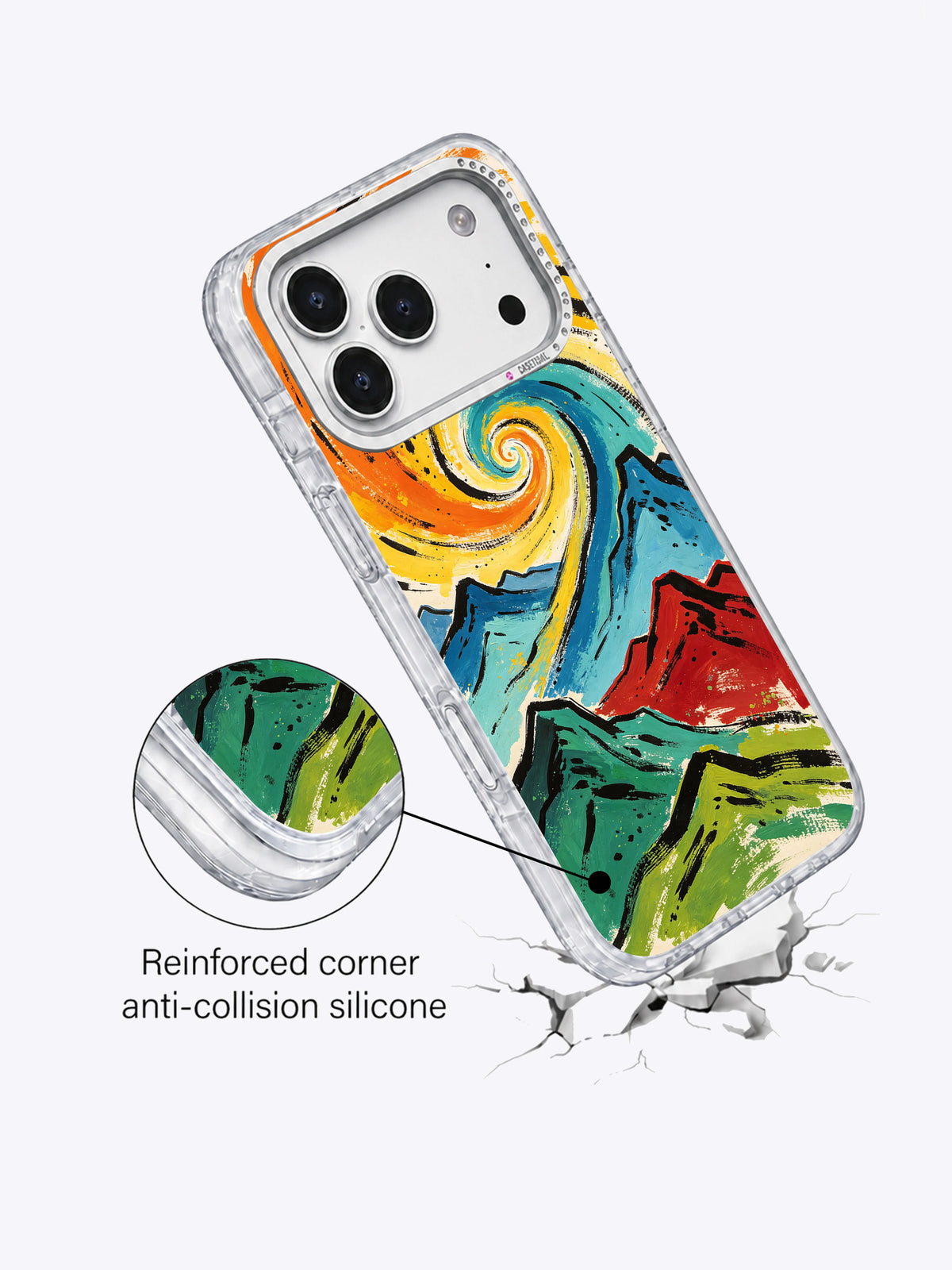 Rainbow mountain abstract landscape iPhone 17 Pro Max case detail image