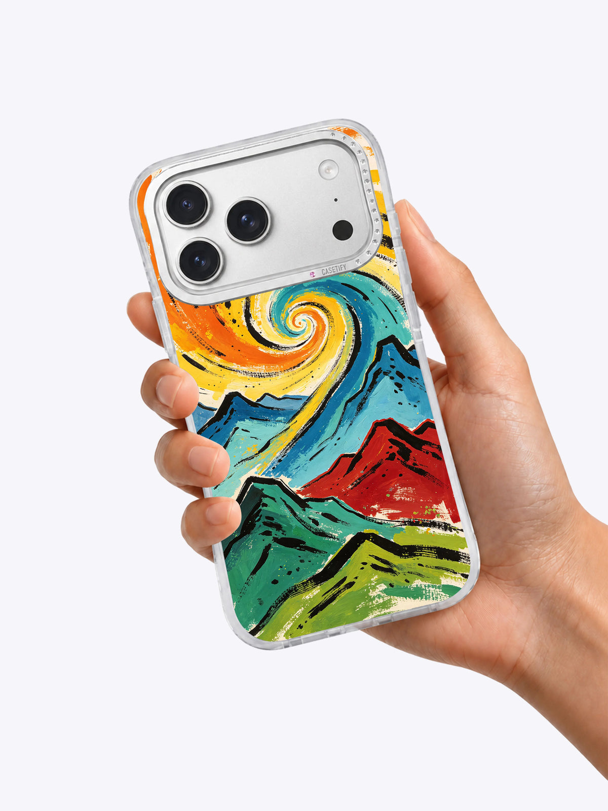 Zara Kivell colorful western mountain iPhone 17 Pro Max case lifestyle image