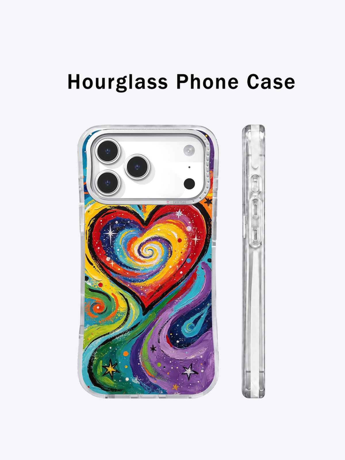 Angled view of Zara Kivell Universal Color Heart iPhone 17 Pro Max case