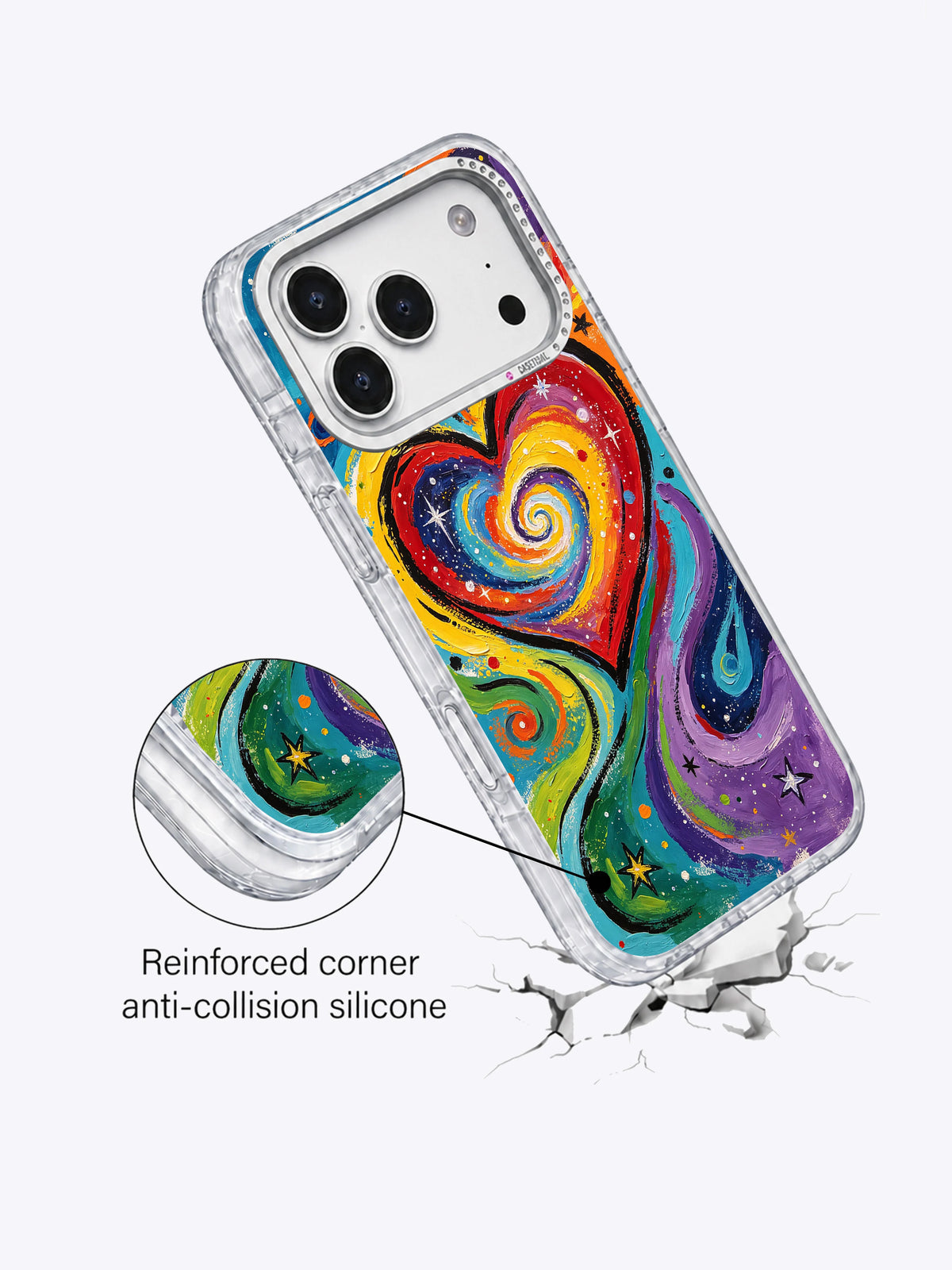 Universal Color Heart abstract love iPhone 17 Pro Max case detail