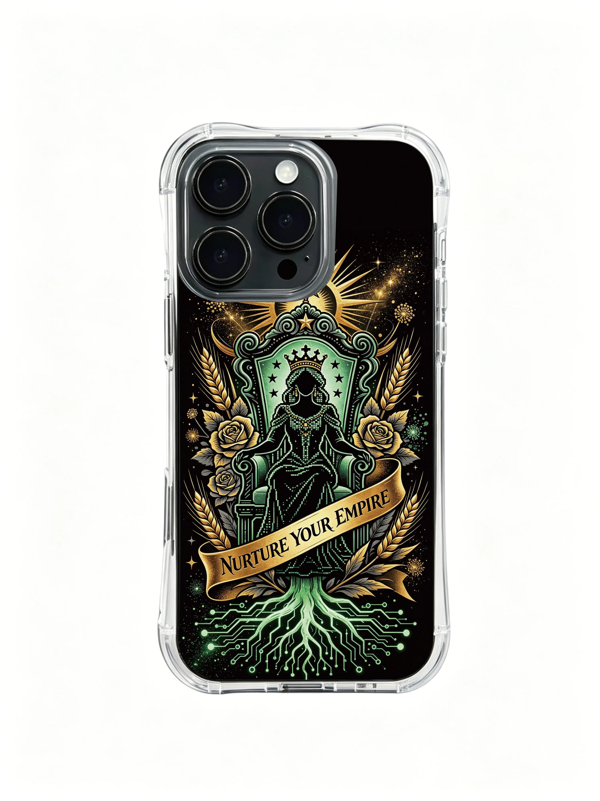 Zara Maya exclusive original cyber empress art PhoneCasing, stylish artistic iPhone 14 Plus Case, premium fashion daily phone casing.