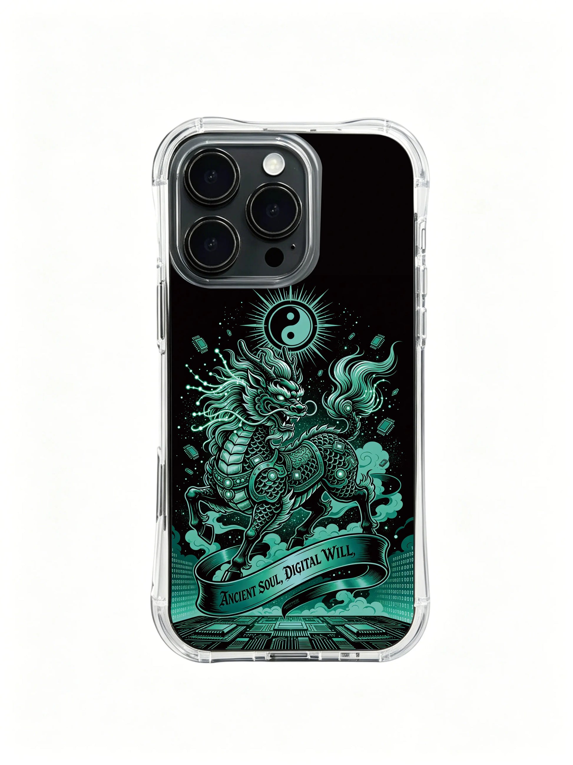 Zara Maya exclusive cyber kirin art PhoneCasing, stylish artistic iPhone 14 Plus Case, premium fashion daily phone casing.