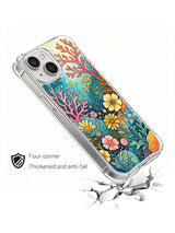 Coral Pop Meadow art iPhone 15 case impact view