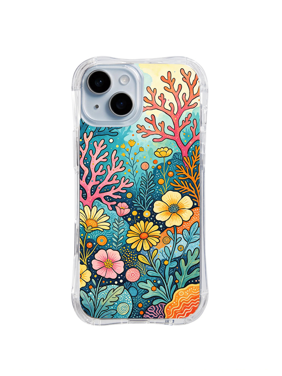 Midnight Coral Bloom iPhone 15 case pattern
