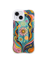 Teal Orbit Bloom pattern iPhone 15 case