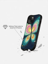Midnight butterfly abstract iPhone 15 case detail