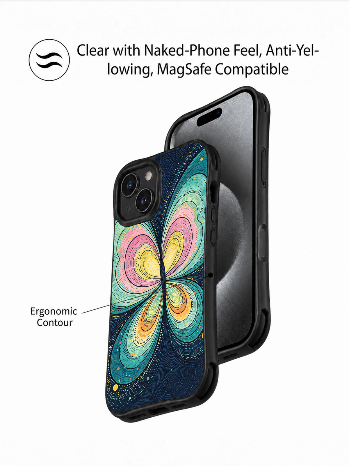 Celestial butterfly iPhone 15 case lifestyle image