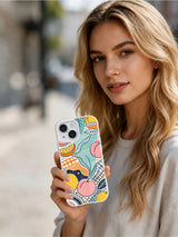 Picnic Orbit fruit iPhone 15 case lifestyle view