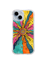 Shape Carnival Celebration iPhone 15 case front view with colorful abstract art
