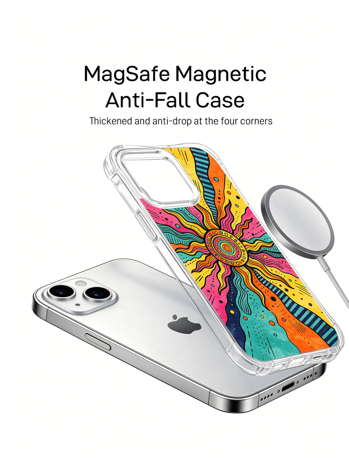 Colorful abstract Shape Carnival iPhone 15 case side view