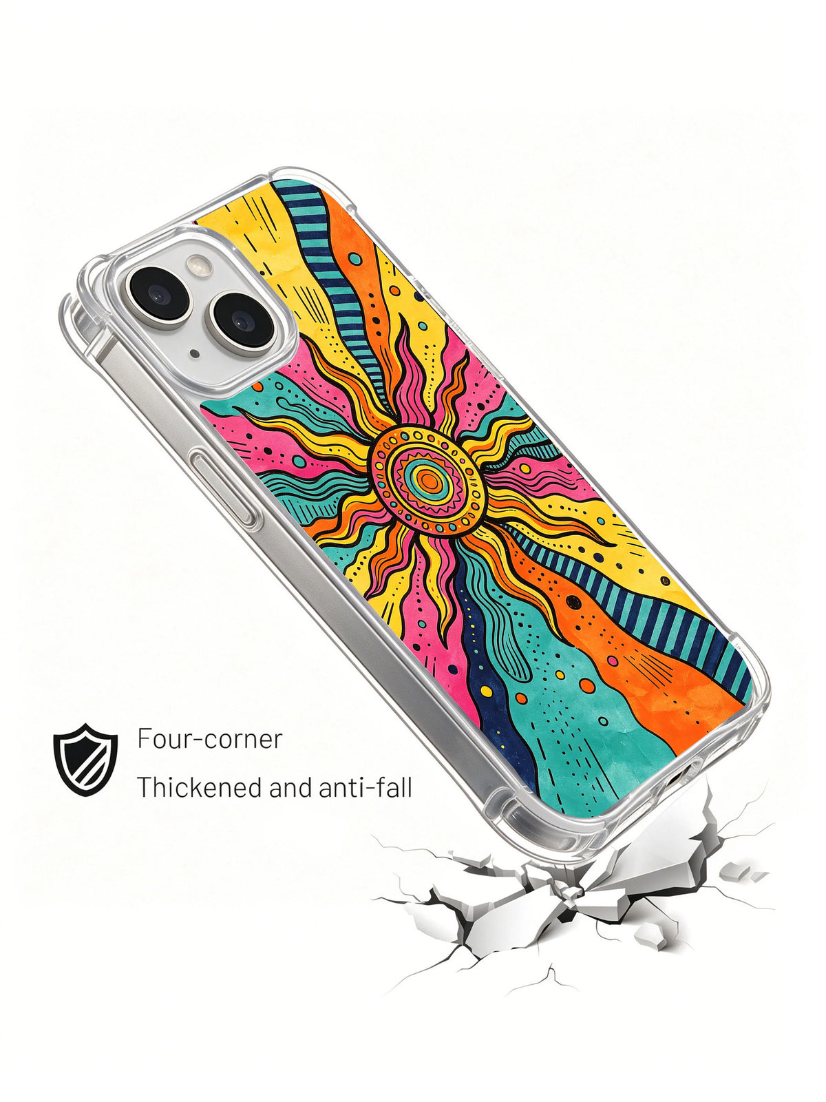 Shape Carnival clear iPhone 15 case lifestyle detail