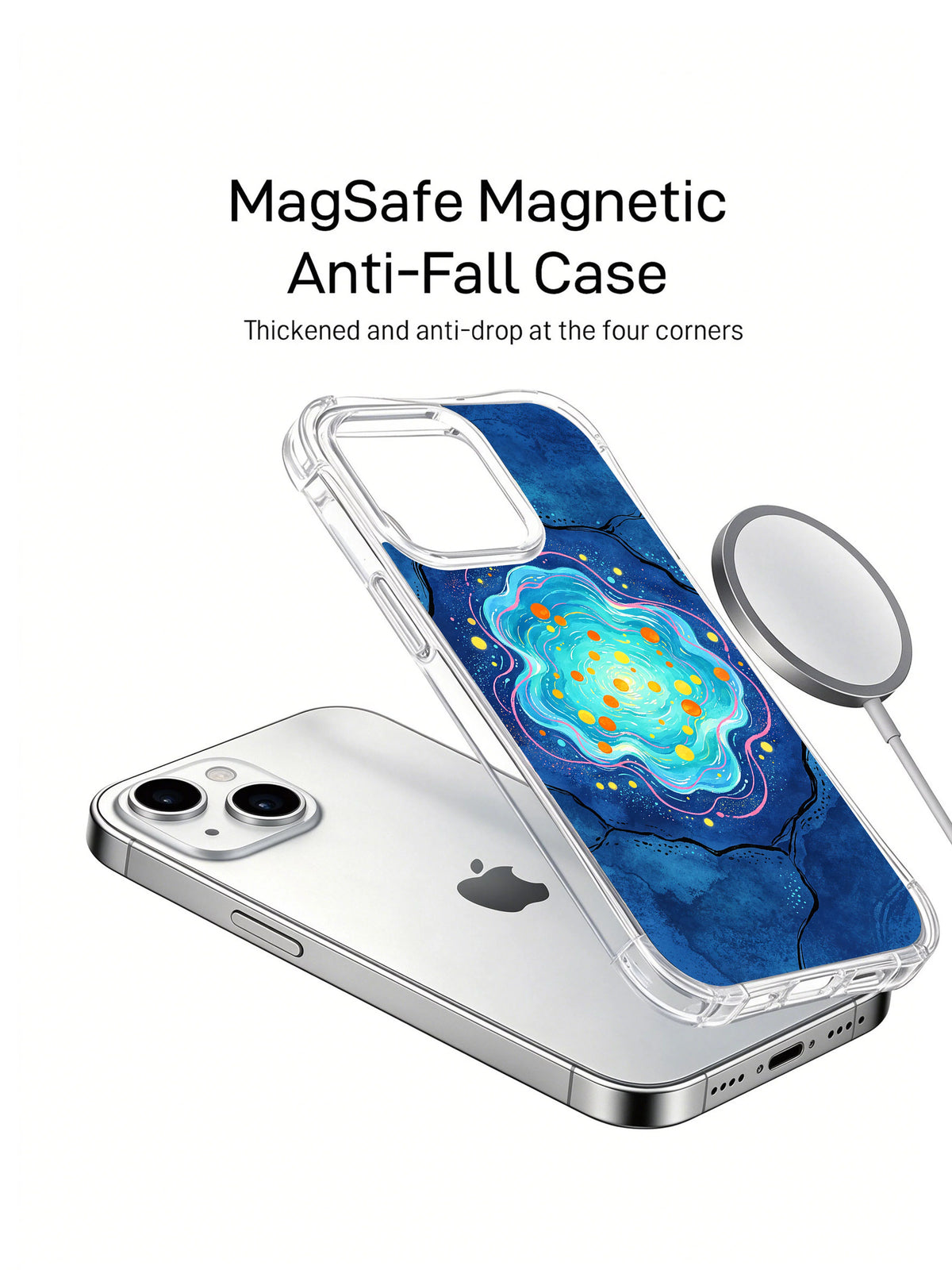 Sky Pond Wonder clear iPhone 15 case detail