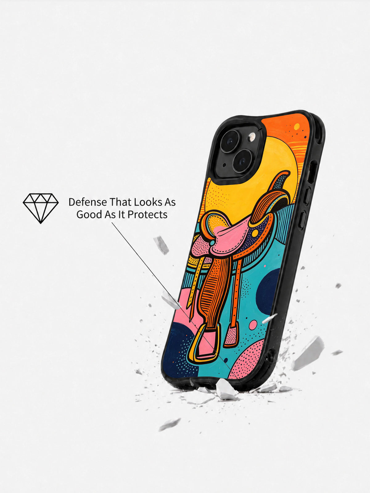 Colorful western pattern iPhone 15 case by artist Zella Vey