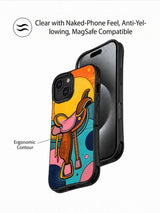 Western abstract iPhone 15 case lifestyle detail