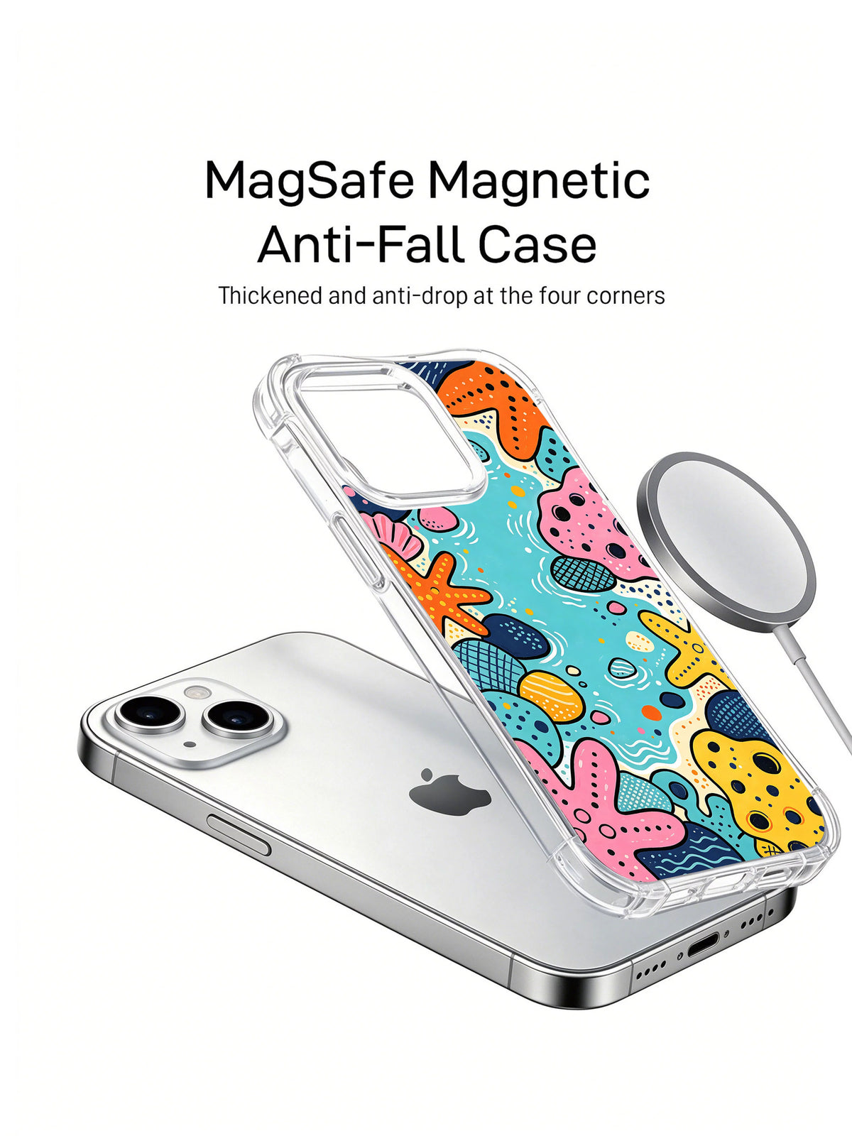 Tidepool Carnival clear iPhone 15 case detail