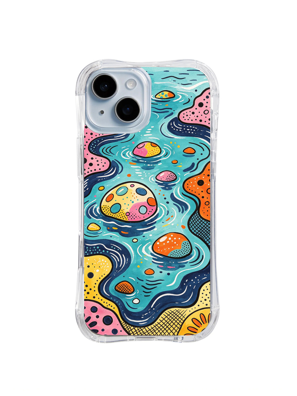 Pebble Ripple Playground iPhone 15 case pattern
