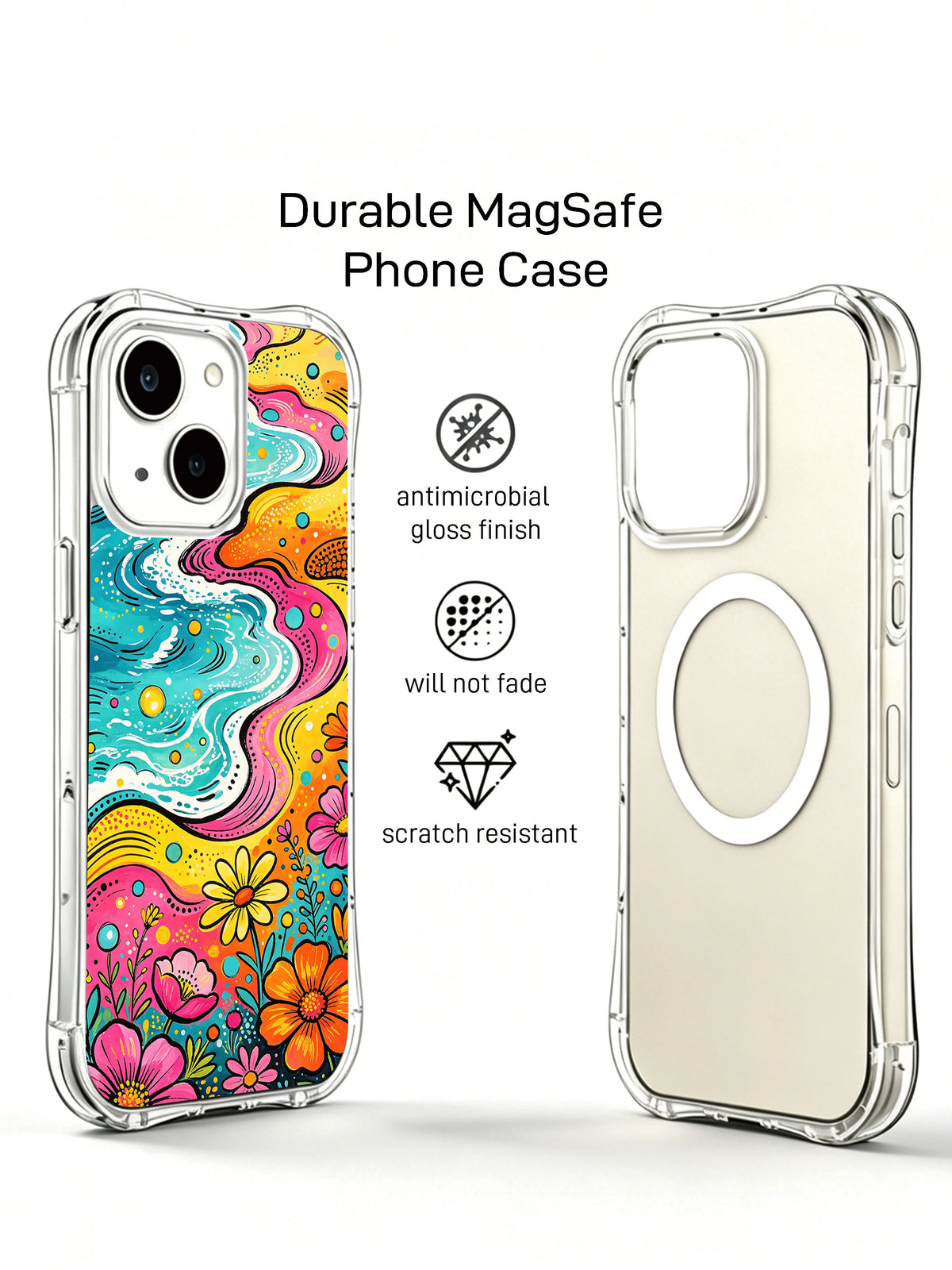 Wildflower Current iPhone 15 case front view