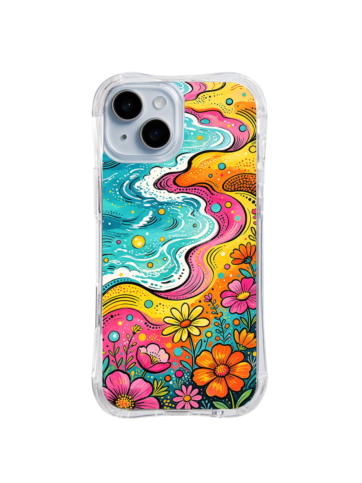 Ocean Petal Rush iPhone 15 case pattern