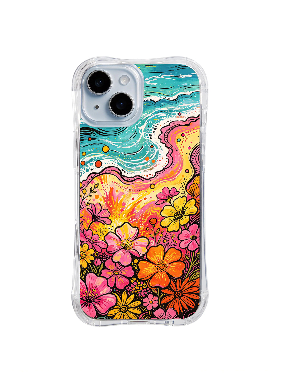 Soft Tide Bloom Drift iPhone 15 case pattern