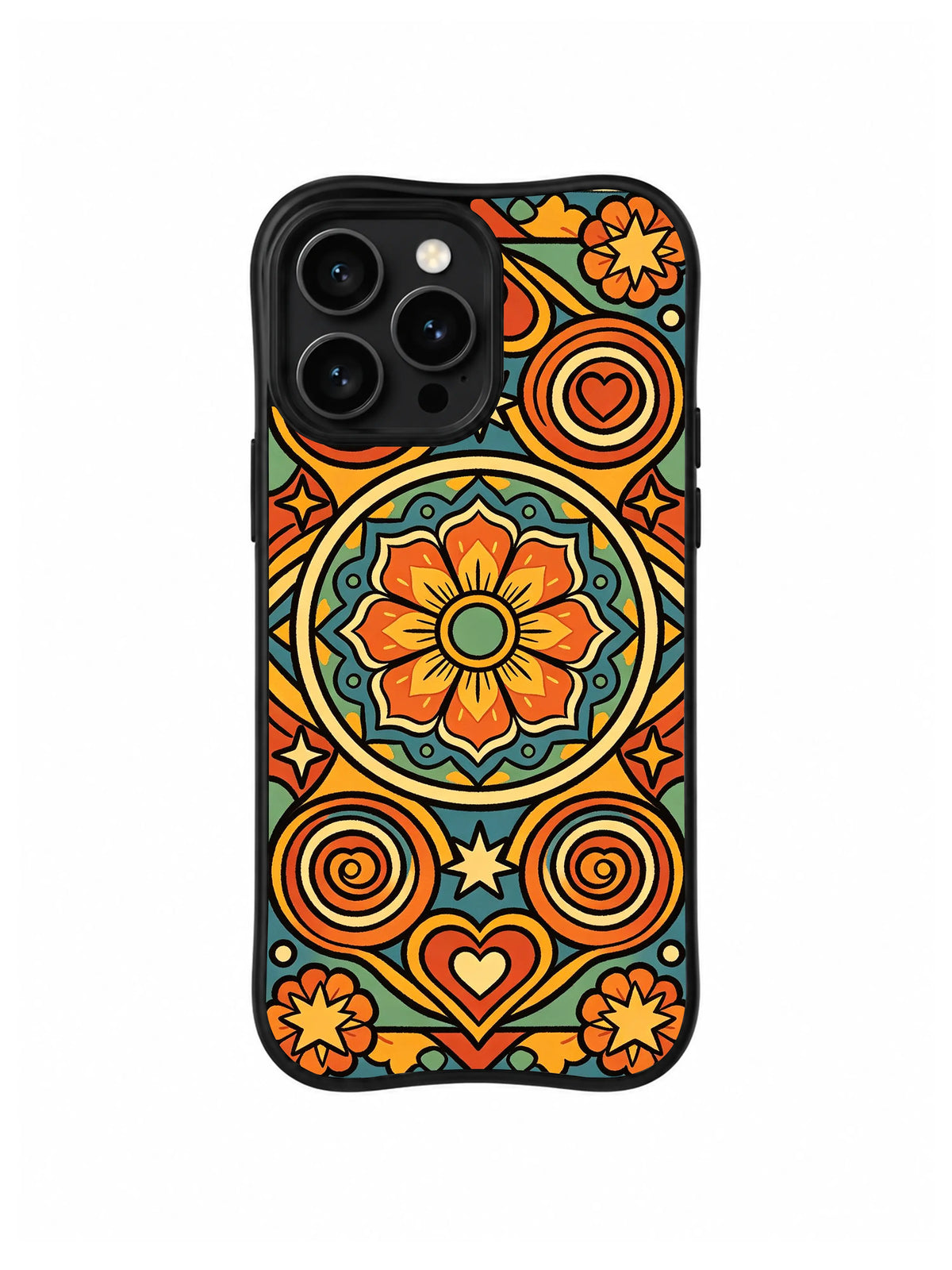 Heart Mandala Signal pattern iPhone 14 Pro case