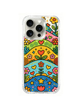 Rainbow Meadow Totem pattern iPhone 14 Pro case