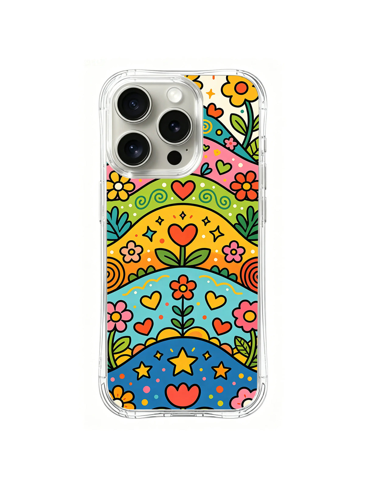 Rainbow Meadow Totem pattern iPhone 14 Pro case