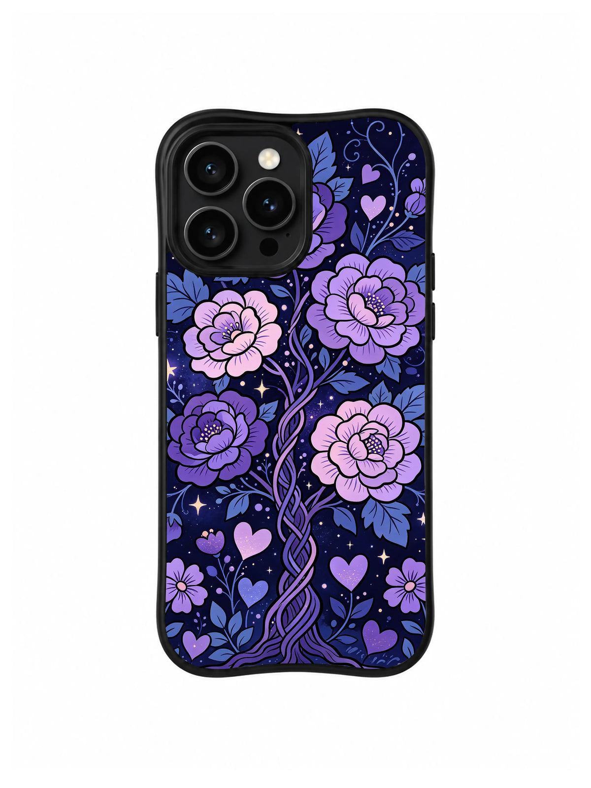 Purple Velvet Roses pattern iPhone 14 Pro case